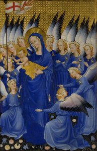 Maria lapsen ja enkelien kanssa, oikea paneeli Wilton Diptychistä, n. 1395-1399 (munan tempera puulla)